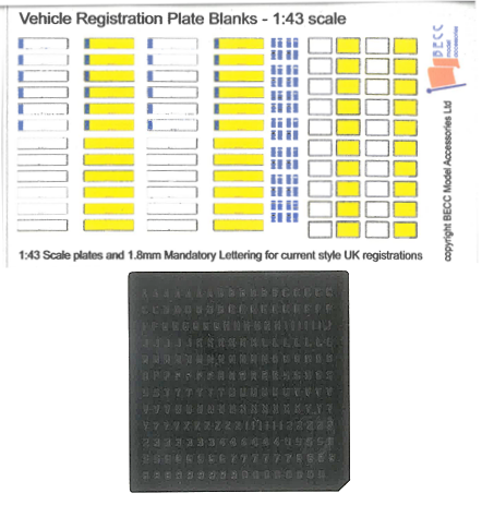 Model Car / Motorbike Vehicle Number Plates Decal Set 1:43, 1:24 & 1:18