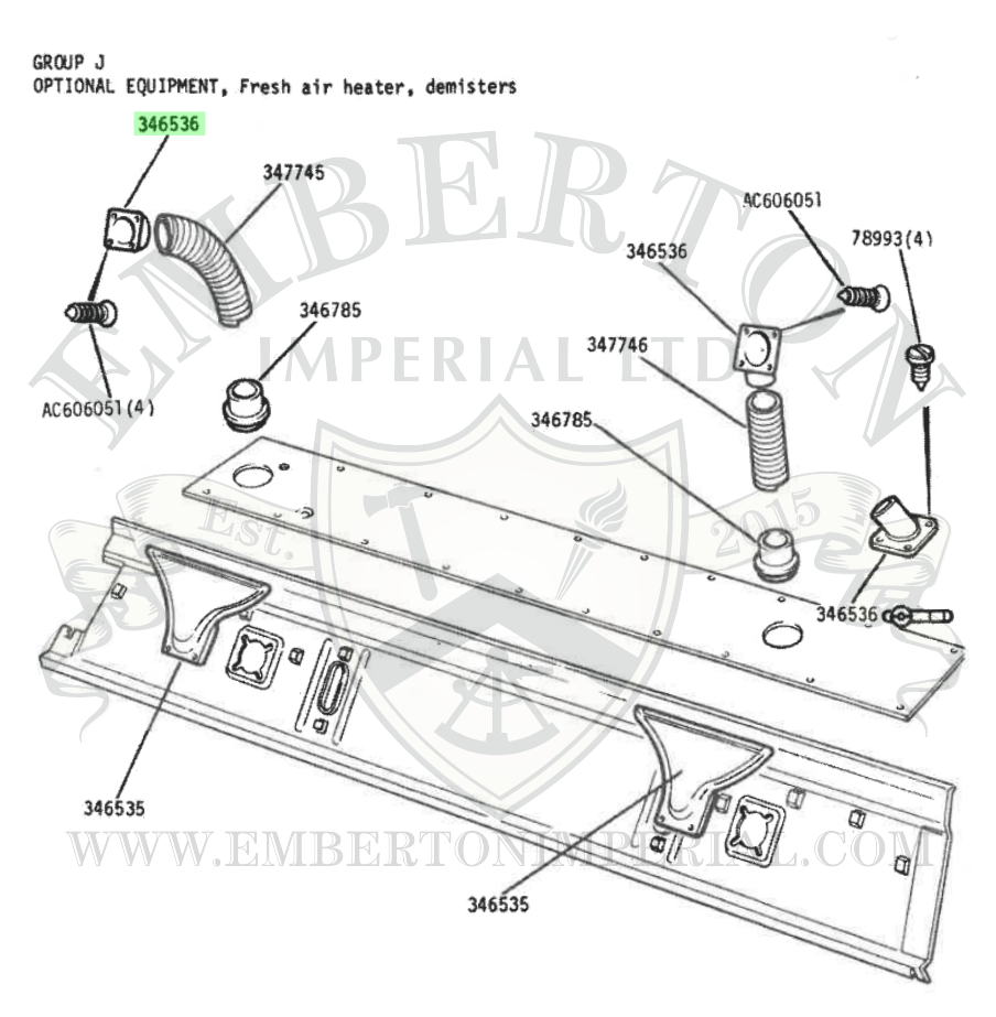 Land Rover Serie 3 Heizungs-Beschlagschutz-Entlüftungsrohr Armaturenbrett-Anschlusstülle 346536