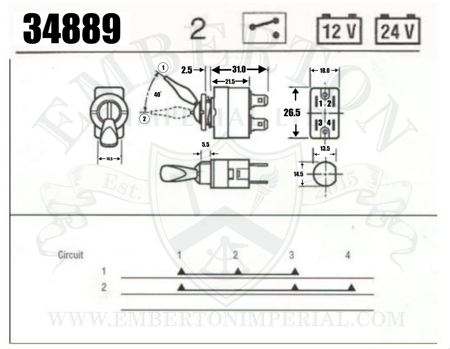 Land Rover Serie 2a 3 Scheibenwischer, beheizter Bildschirm, OEM-Original-Lucas-Schalter PRC5610