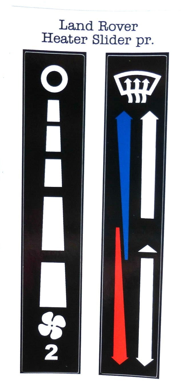 Land Rover Defender Dash Binnacle Heater & Fan Control Labels