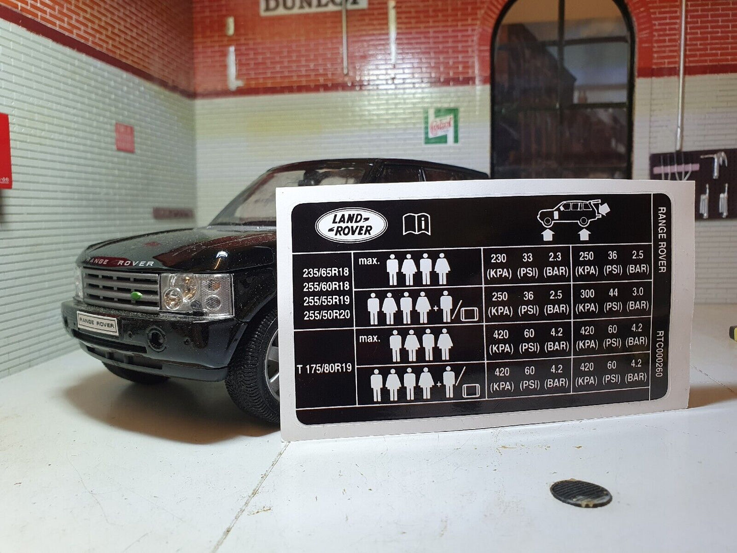 Land Range Rover L322 02-09 Door Pillar Tyre Pressure Warning Decal RTC000260