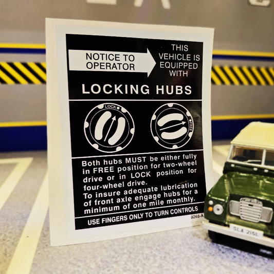 FWH AVM Free Wheel Hubs Info Dash Bulkhead Decal