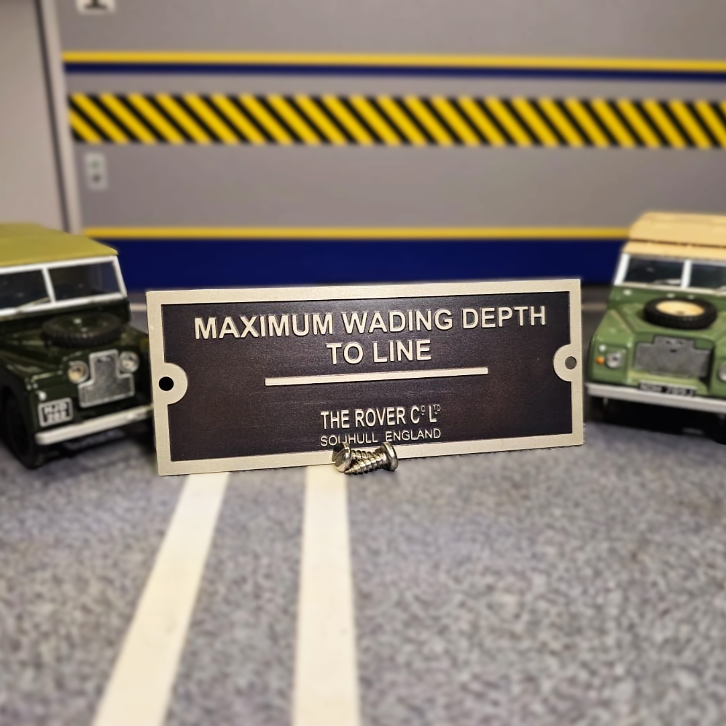 Land Rover Series 1 2 2a 3 Warning Max Wading Depth Brass Bulkhead Plaque Plate