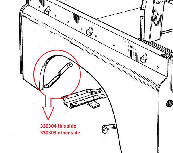 Rear Twisted Wing STAYS 330303 & 330304 Galvanized for Land Rover Series 2 S2a 3