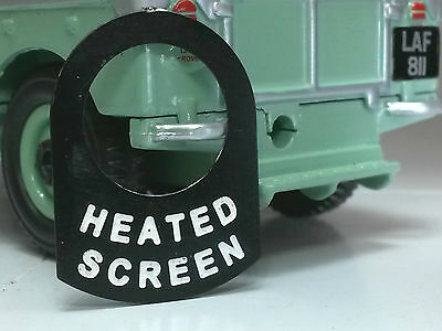Land Rover Series 1 2 2a 2b 3 Metal Switch Tag "Heated Screen"