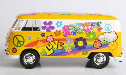 Volkswagen Type 2 T1 good Delivery Van Flower Power 1/24 Scale Diecast