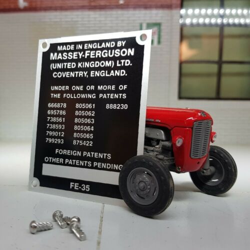Massey Ferguson FE35 35 FE-35 Tractor Commission Plate 13 Patent Numbers 1958-64