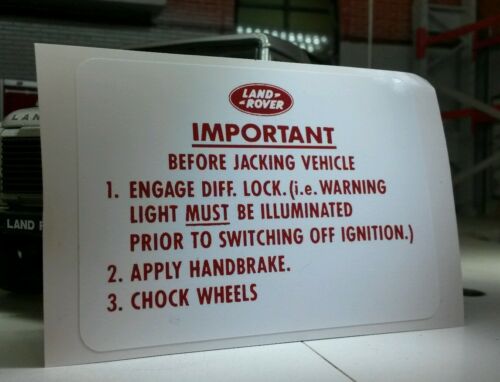 Land Rover Defender 90 110 Military Wolf Jack Jacking Info Sticker Decal Label