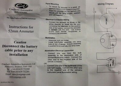 Smiths Dash Panel Auxiliary Ammeter Gauge & LED bulb Land Rover Series 1 2 2a 3