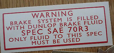 Land Rover Series 1 2 2a 3 Dunlop Brake Fluid Master Reservoir Label Decal