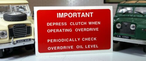 Land Rover Series 1 2 2a 3 Overdrive Fairey Information Warning Bulkhead Aufkleber