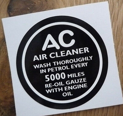 Land Rover Series Decal for Breather Cap AC Vintage Label White Black 1 2 2a 3