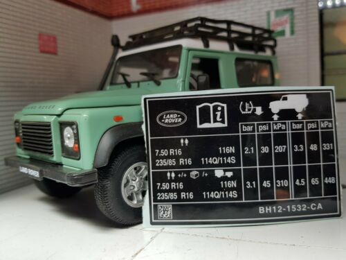 Land Rover Defender 110 TD5 TDCi TDi Door Pillar Tyre Pressure Warning Decal