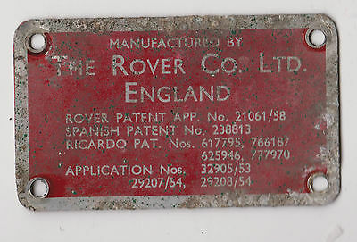 Land Rover Series 1 2 2 litre Diesel Rocker Cover Patent Info Plate Repro 247634
