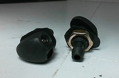 Kit Classic Car IVA Black Tapered Dual Jets Windscreen Washers Screw Fitting x2
