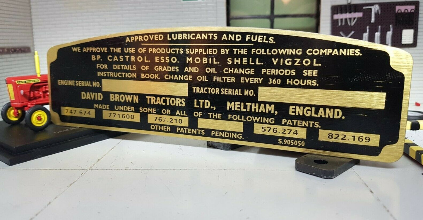 David Brown 1963 Implematic 990 Red Tractor Dash Commission Build Chassis Plate