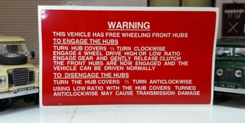 FWH Fairey Free Wheel Hubs Info Dash Bulkhead Decal Land Rover Series 1 2 2a 3