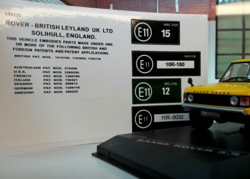 Engine Bay Decal Label Sticker Set Early Range Rover Classic V8 Suffix A