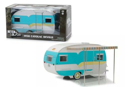 Catolac Deville Caravan 1958 Blue With Awning Greenlight 1:24 