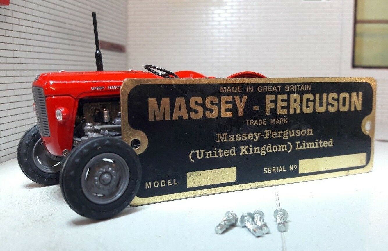 Massey Ferguson Tractor Brass Implement Chassis Commission Number Plate & Rivets