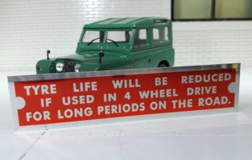 Land Rover Series 1 2 2a 3 4 Wheel Drive Tyre Life Info Warning Bulkhead Plate