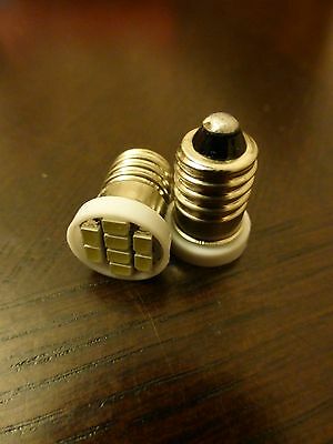 E10 SMD 5050 8 LED Xenon White Bulb MES Screw Torch Headlamps/Light x2