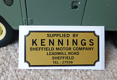 Land Rover Série 1 2 2a 3 Période Concessionnaire Autocollant Kennings Car Sheffield