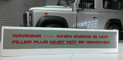 Range Rover Discovery 200TDi 2.0 V8 Radiator Decal Label Warning Plug ERR321