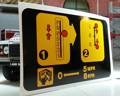 Land Rover Range Rover P38 Warning Decal Automatic Transmission Auto Box BTR8626