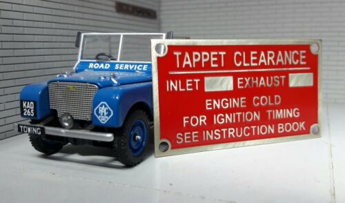 Land Rover Series 1 80 Engine Silver Rocker Cover Tappet Information Plate Repro