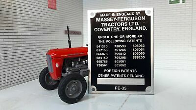 Massey Ferguson Standard FE35 35 35X Tracteur Commission Plaque 16 Brevet 1958-64