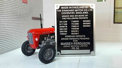 Massey Ferguson Standard FE35 FE-35 Tractor Commission Plate 15 Patent Numbers 1958