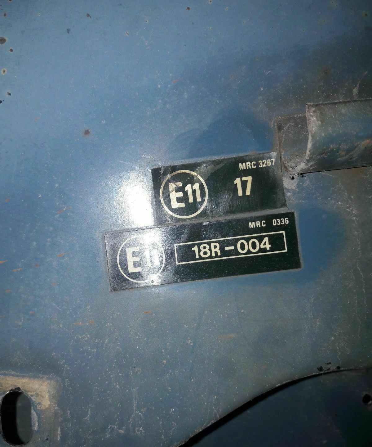 Land Rover Late Series 3 Bulkhead Label Decals E11 MRC3267 & MRC0336