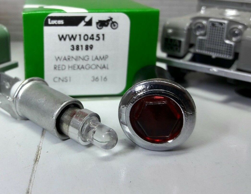 Lucas 38189 Red LED Illuminated Warning Light Chrome Land Rover Series 2 3