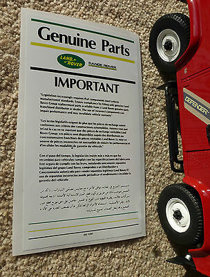 Land Rover Defender 90 110 TDi Heater Decal Label Genuine Parts Sticker RTC9398