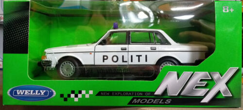 1:24 Volvo 240 Police Danish Denmark DL GL 1986 Welly Diecast Scale Model Car