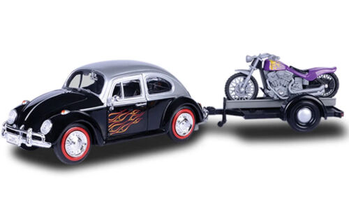 Volkswagen VW Coccinelle et remorque de moto Motormax 1:24