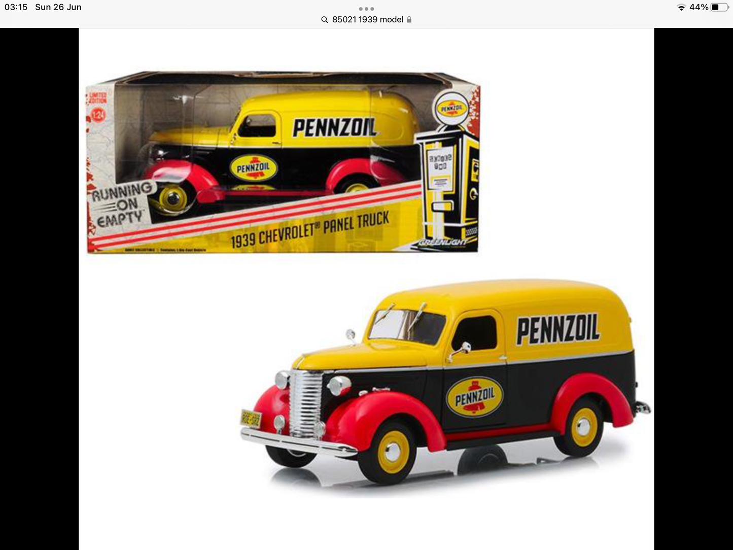 Chevrolet 1939 Pennzoil Delivery Panel Van Greenlight 1:24