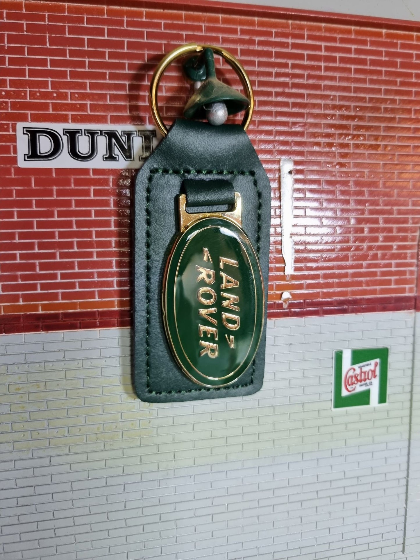 Land Rover Quality Enamel Green/Gold Leather Key Ring