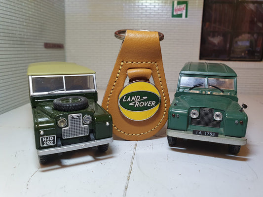 Land Rover Quality Enamel Brown Leather Key Ring