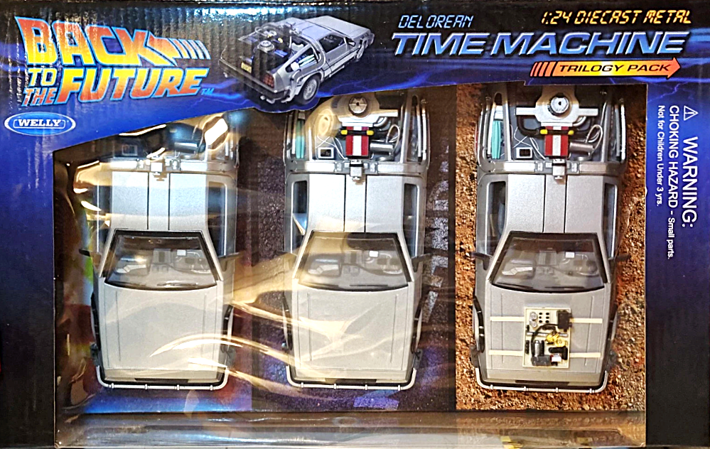 DeLorean Back to the Future Trilogy Set 224003 Welly 1:24