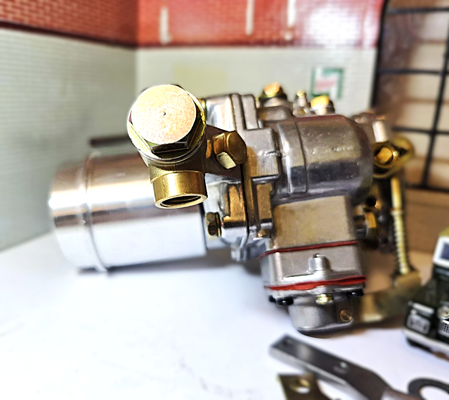 Close-up of a mechanical valve or similar component on a blurred background