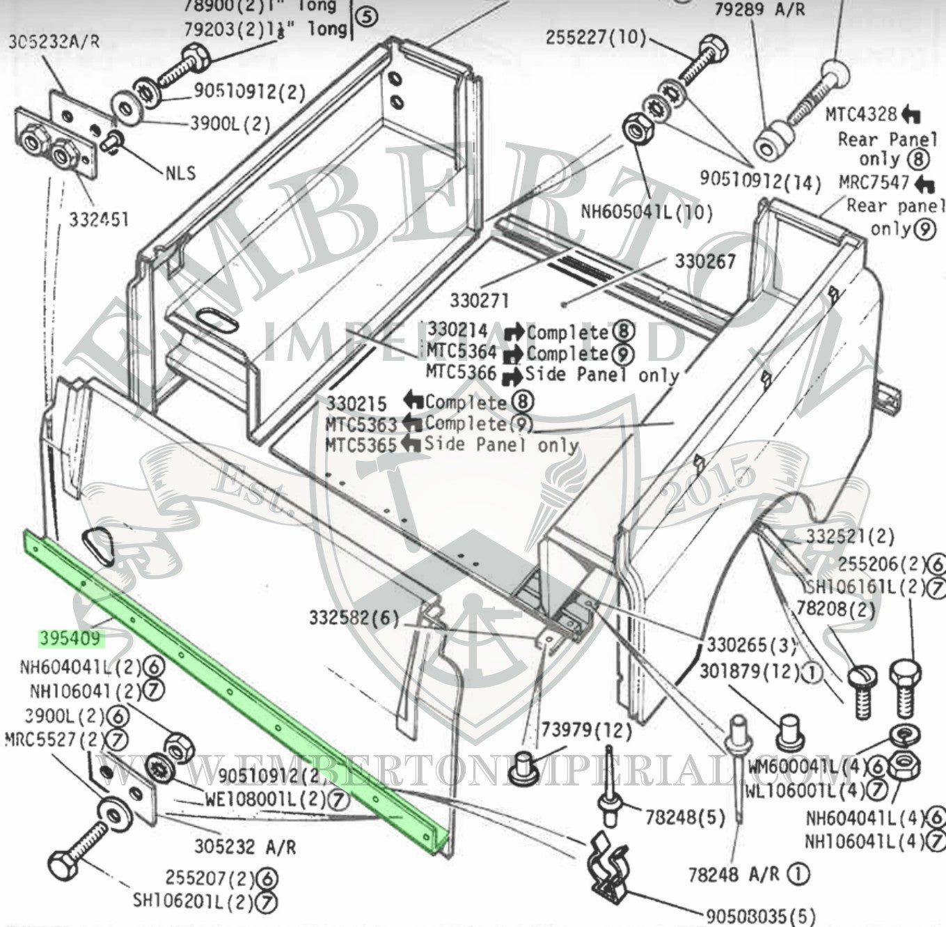 Land Rover Series 2, 2A, 3 Utility Tub Front Z Repair Panel Section 395409