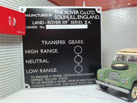 Land Rover Series 2 2a Bulkhead Gearbox/Transfer Box Information Plate 109
