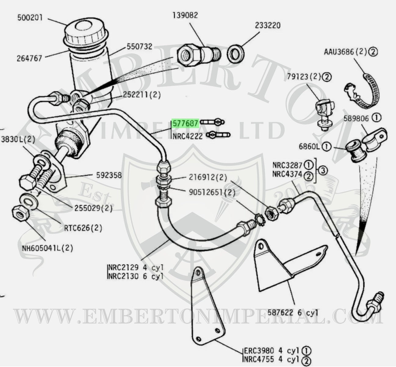 Land Rover Series 2a & 3 Clutch Master Cylinder to Flexi Hose Pipe 577687 1969-1980