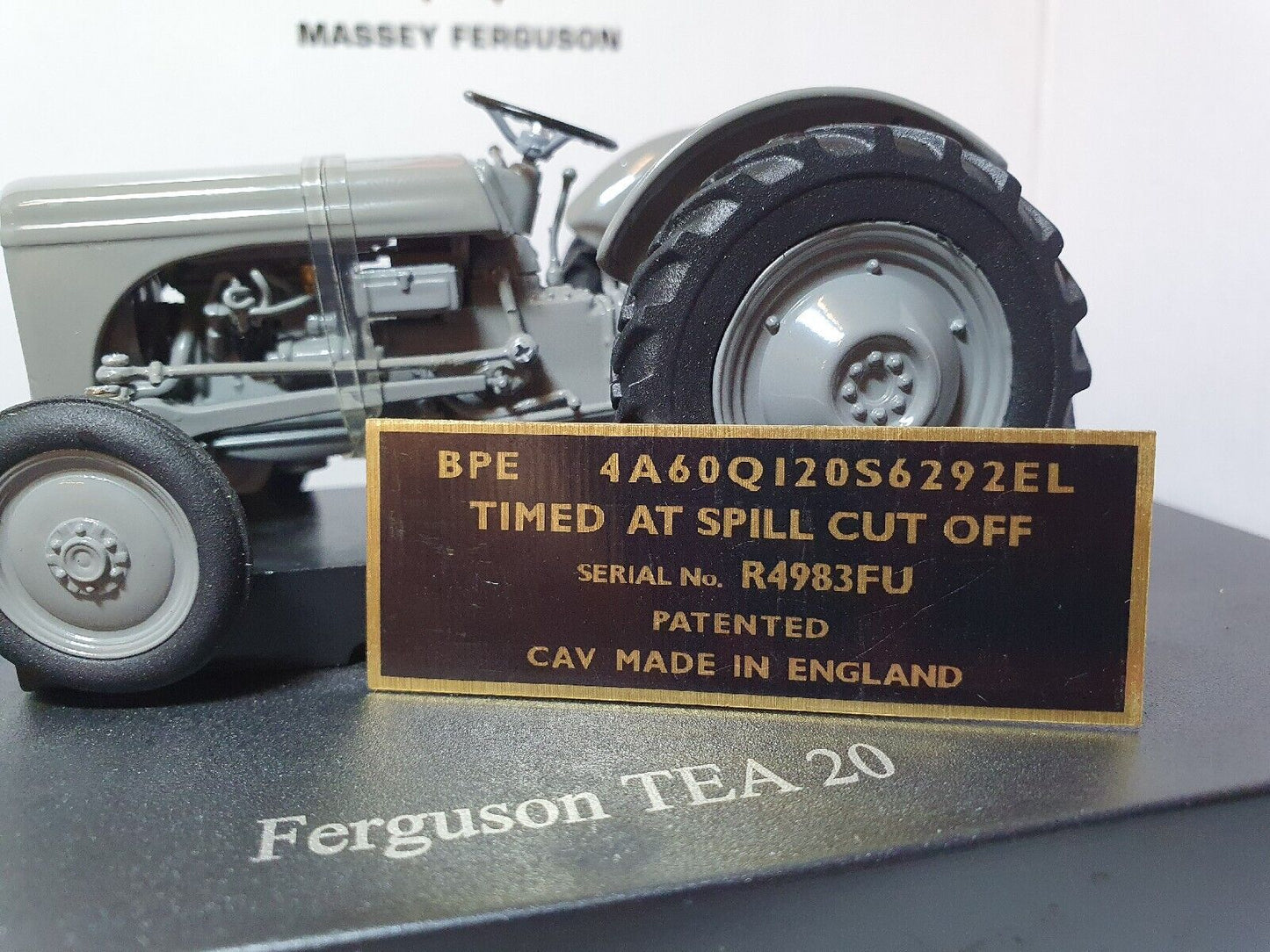 Standard Ferguson TE20 D TEF20 Tractor CAV Diesel Fuel Pump Injector ID Plate
