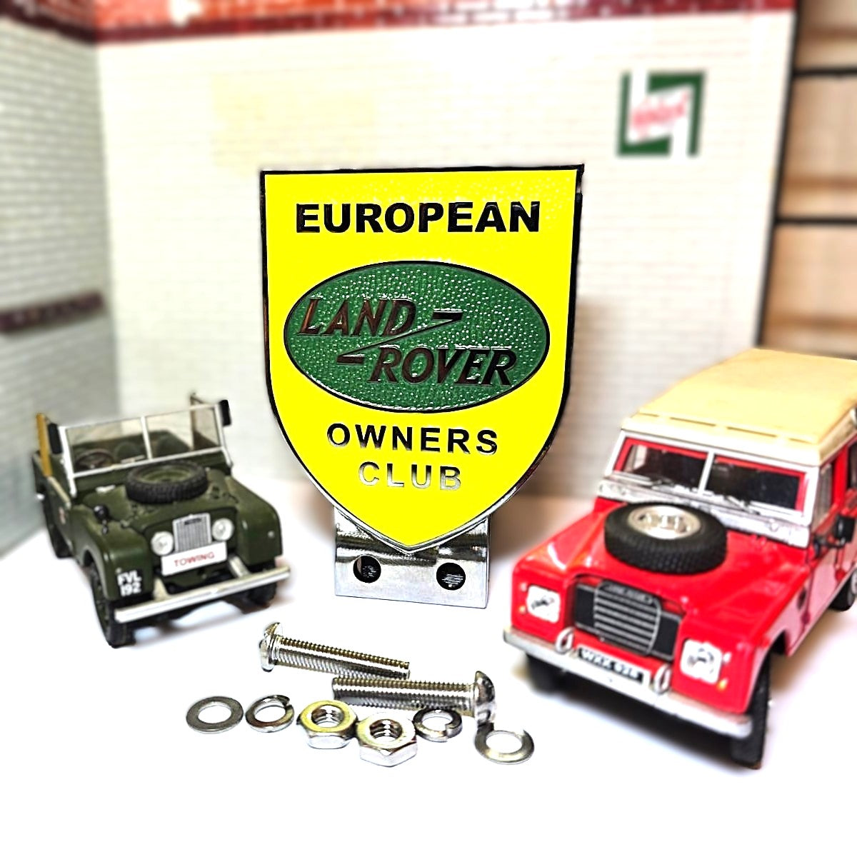 Land Rover European Owners Club Grill Badge With Stainless Fixings