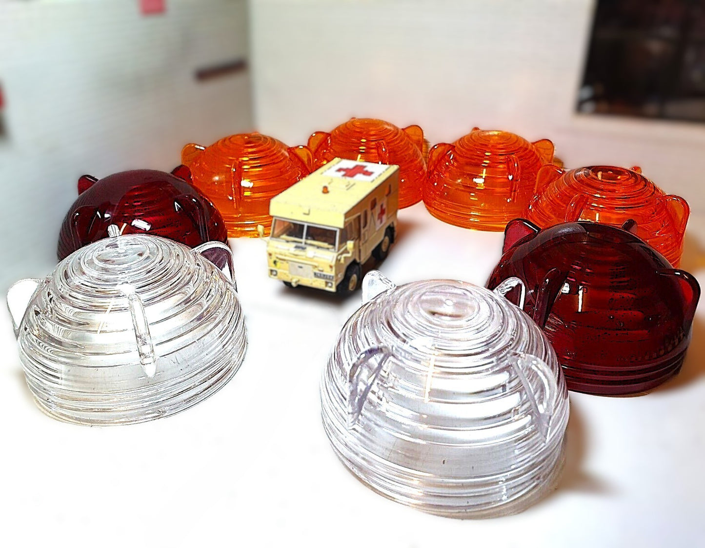 Land Rover Series 2a 3 Military Lightweight Polycarbonate Light Lens SET of 8