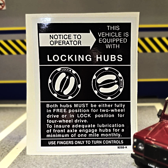 FWH AVM Free Wheel Hubs Info Dash Bulkhead Decal