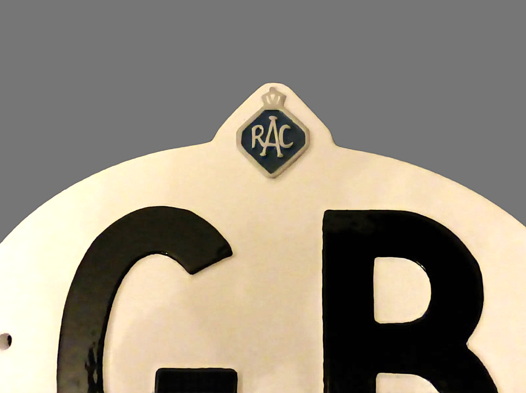 Car Classic Vintage RAC White GB Great Britain Touring Badge/Sign